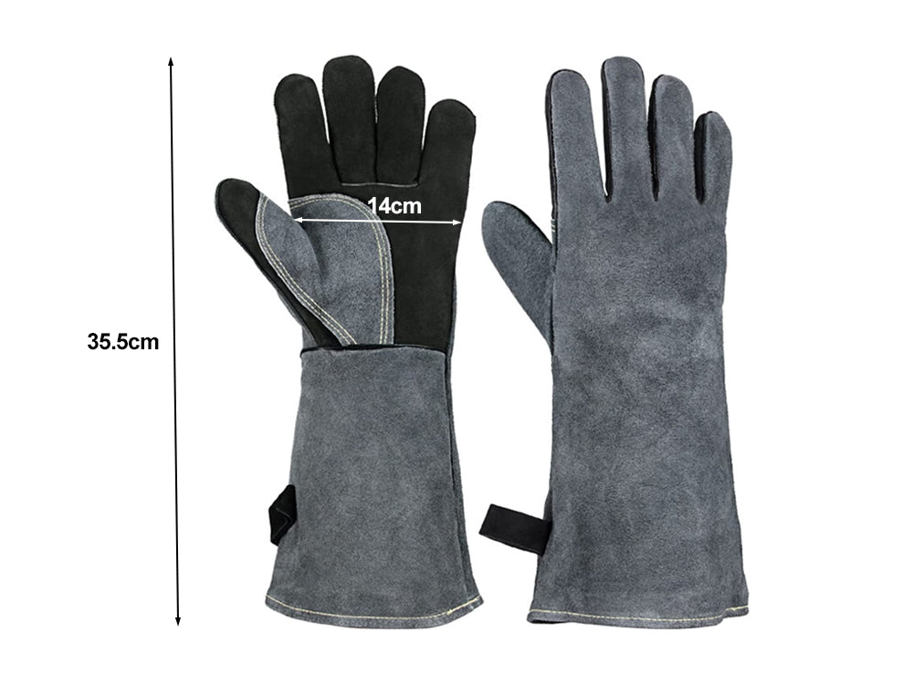 500°C - Cowhide Leather Heat Resistant BBQ Grill Gloves