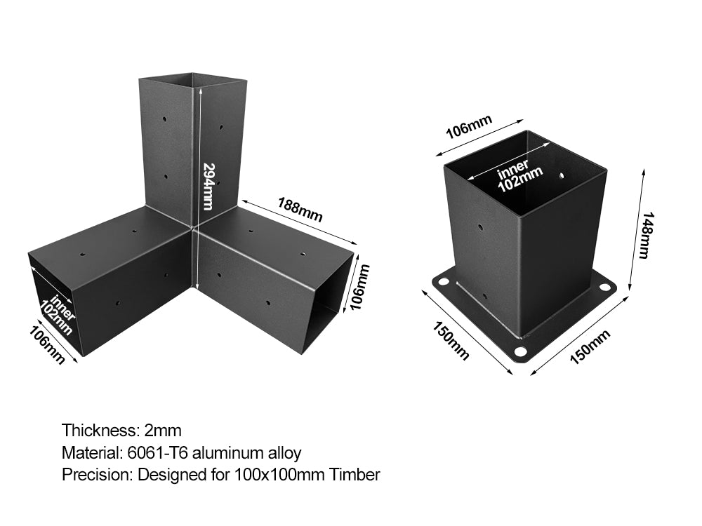OUTPRO Aluminum Single Pergola Bracket Kit