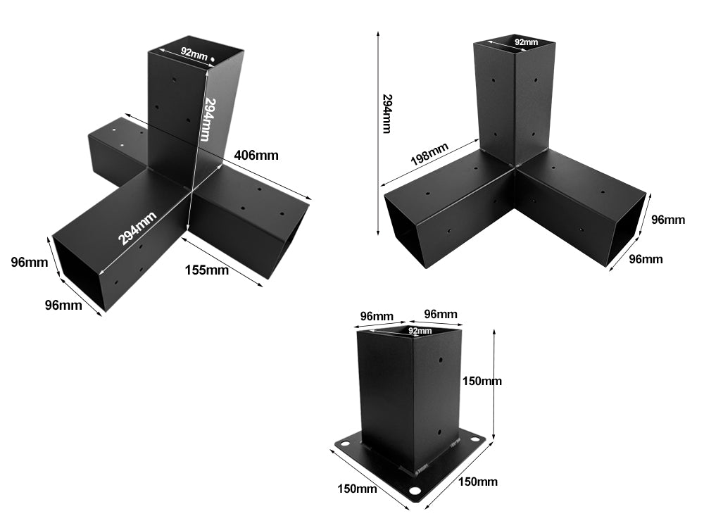 Double Pergola brackets DIY Kit fit 90 x 90mm timber