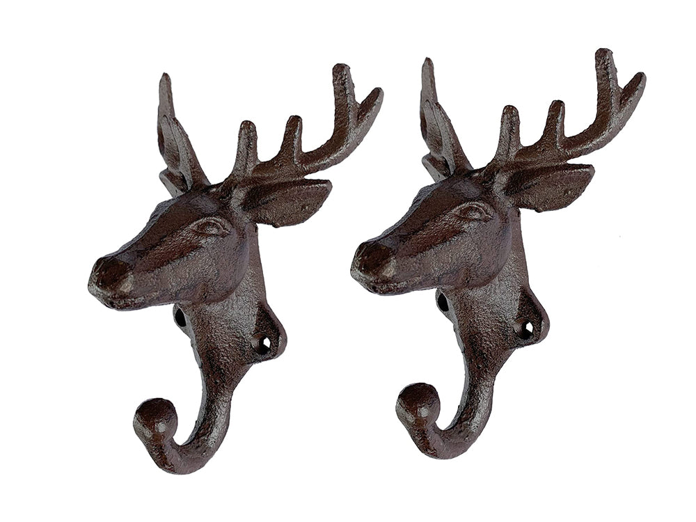 Cast Iron Rustic Deer Head Wall Hook -Set of 2 – Loveliving