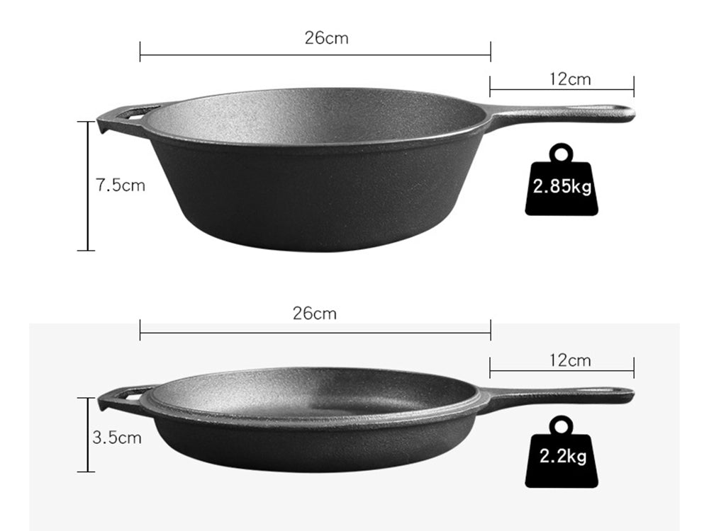 2 In1 Cast Iron Skillet Set