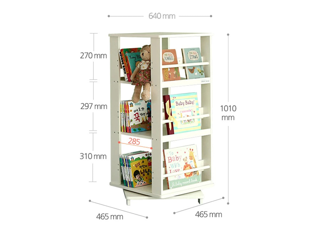 360° Rotating kids bookshelf- White