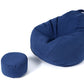 Bean Bag Chair with Footstool- Dark Blue