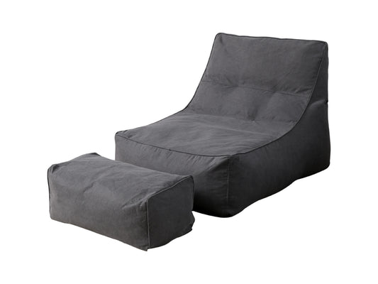 Bean Bag Lounger with Footstool-Grey