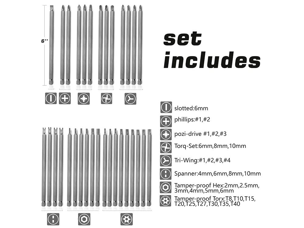 32PCS 150mm Extra Long Safety Screwdriver Bit Set