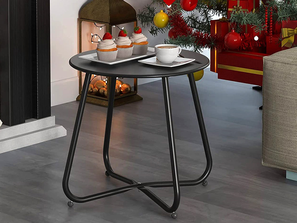 Outdoor round deals metal side table