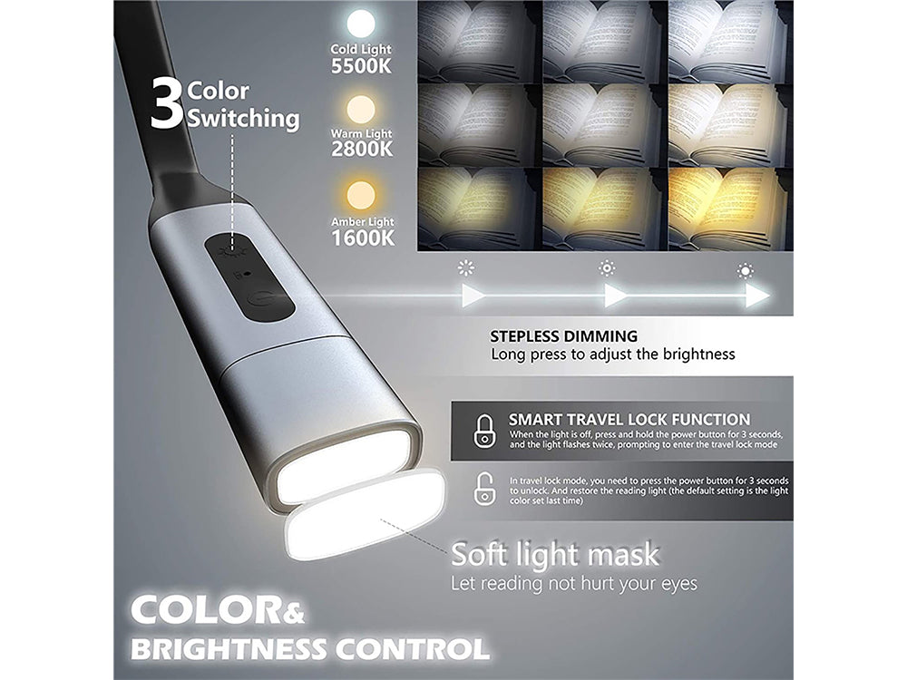 360° Adjustable Neck Reading Light Book Light