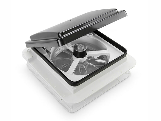 RV Roof Vent Fan 12V with Manual Riser Black Lid 280X280mm
