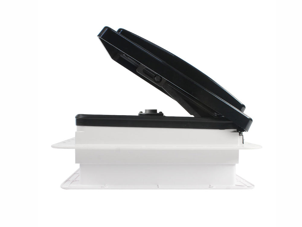 RV Roof Vent Fan 12V with Manual Riser Black Lid 280X280mm
