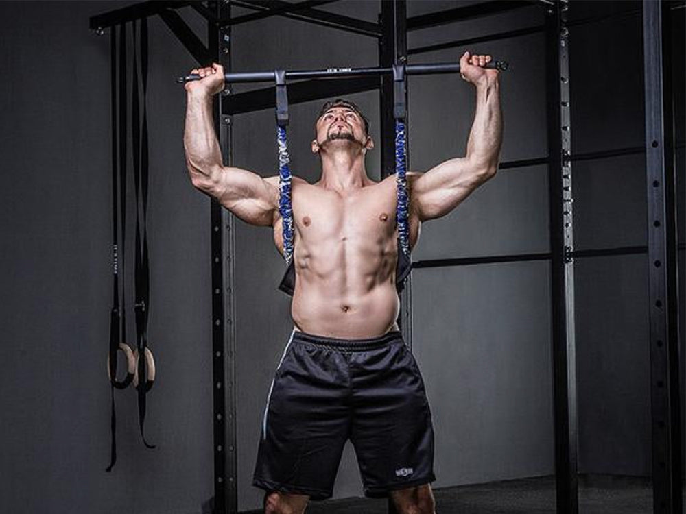 CHEST PRESS with RESISTANCE BANDS + BAR 