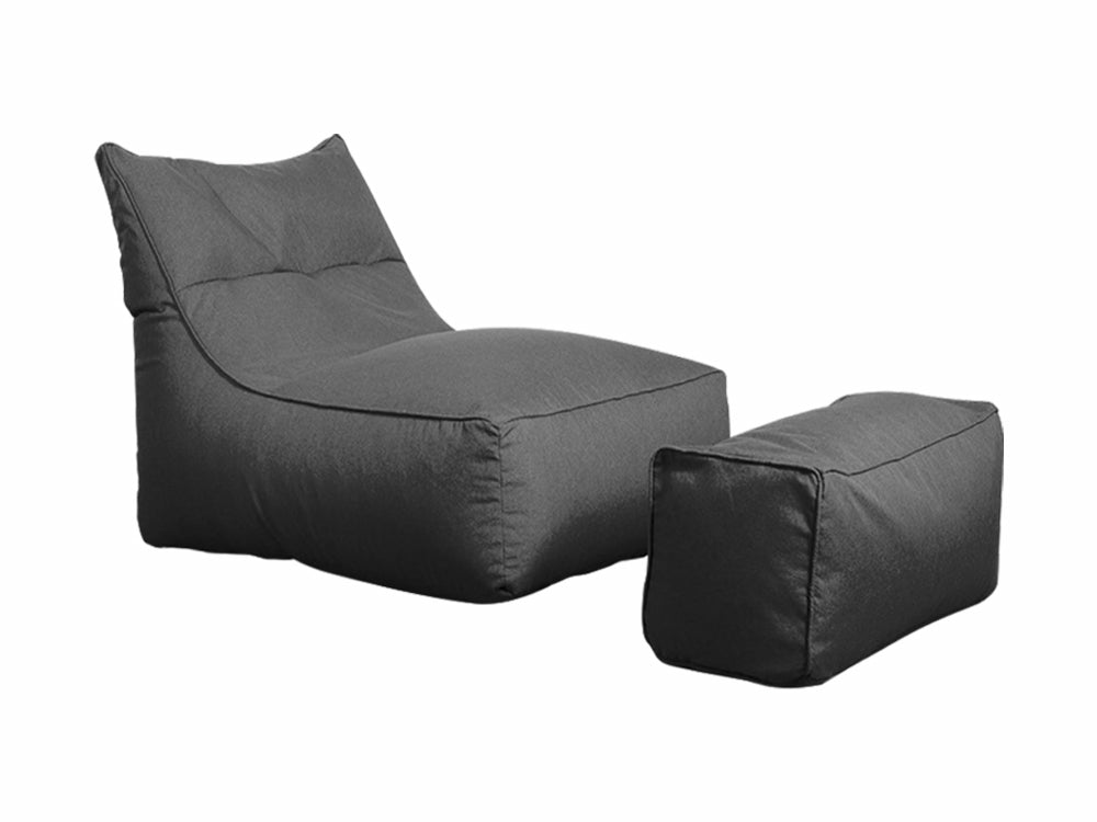 1200D Oxford Outdoor Bean Bag Lounger with Footstool - Grey