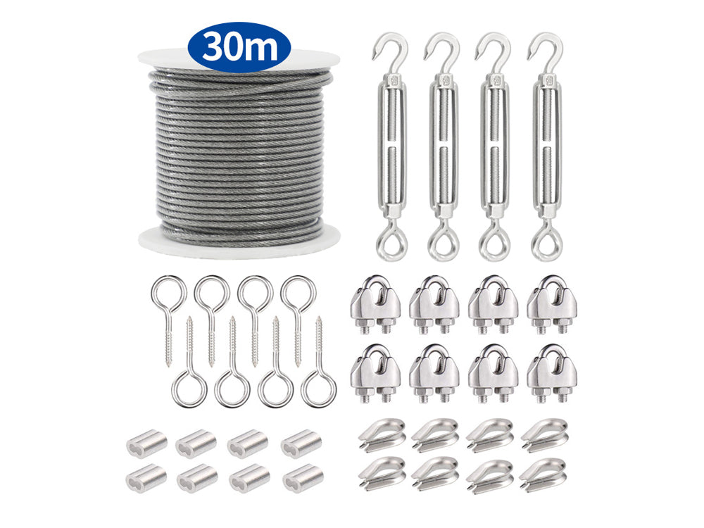 30m Wire Rope Cable Hooks Hanging DIY Kit