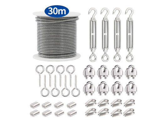 30m Wire Rope Cable Hooks Hanging DIY Kit