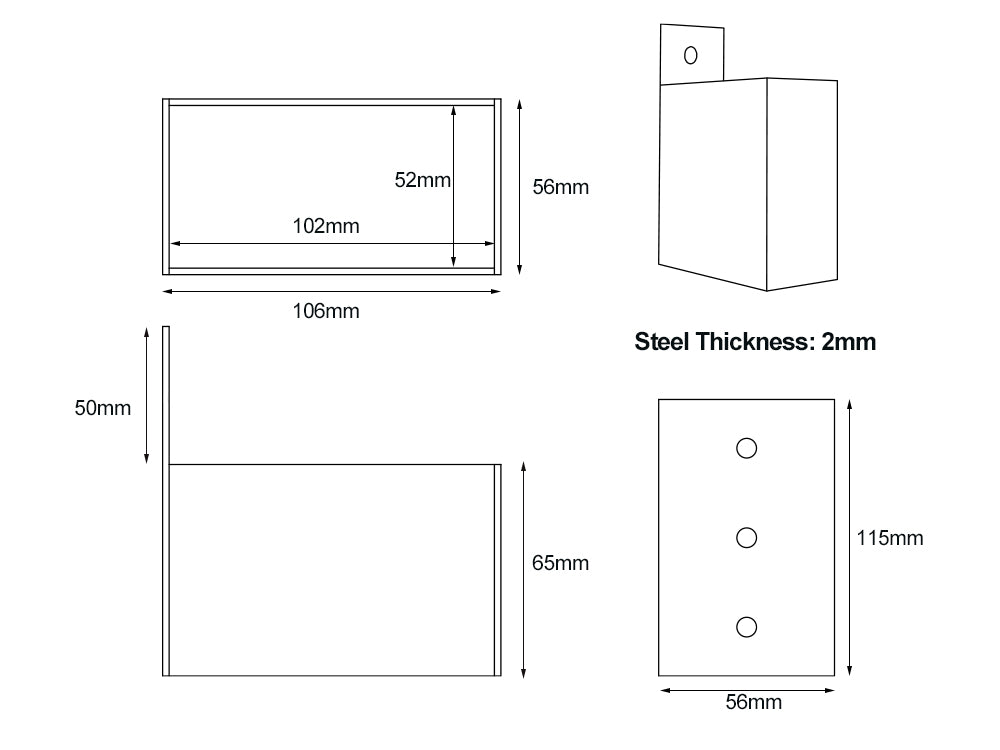 Pergola Top Rafter Bracket (Set of 8) For 100×50mm Timber