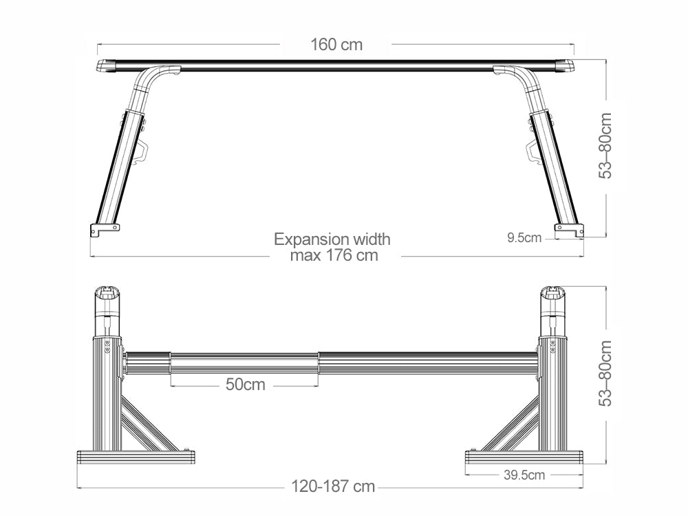 Universal Heavy Duty Truck Bed Rack - Adjustable Height UTE Truck Ladder Rack