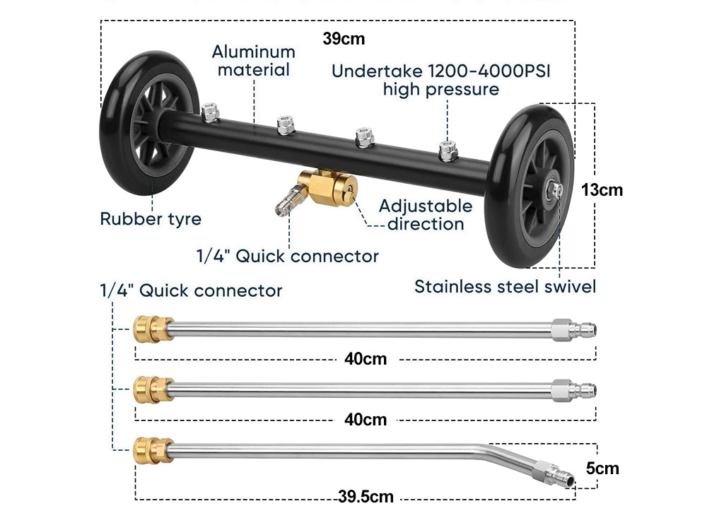 2-in-1 Undercarriage Pressure Washer Water Broom