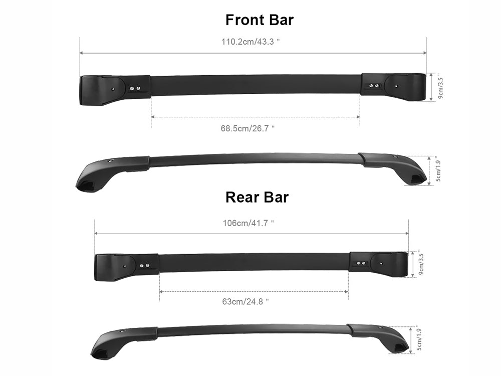 Roof Rack Cross Bars for Subaru Forester 2014-2024 with Raised Rails