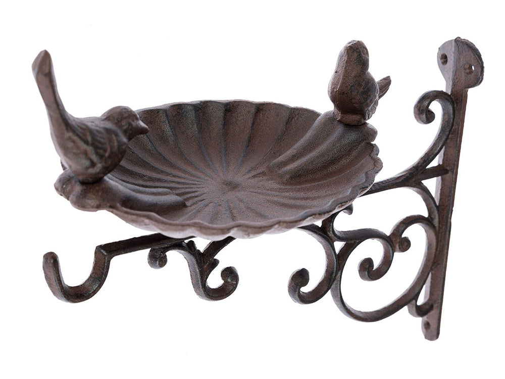 2 Set Cast Iron Bird Bath/Feeder with Wall Bracket – Loveliving