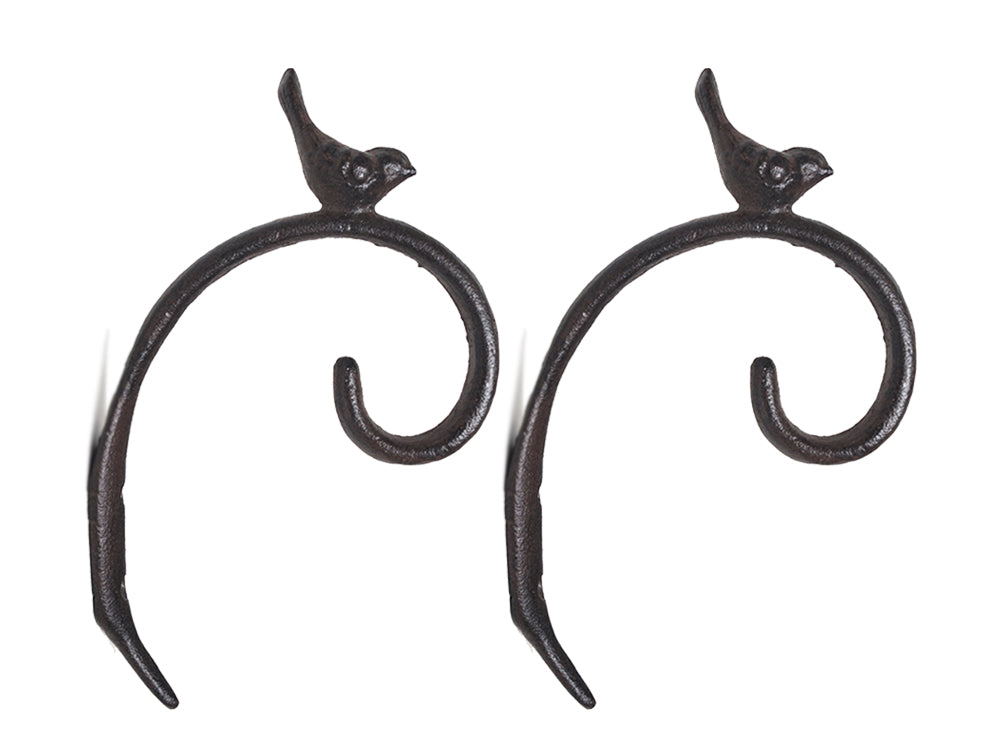 Cast Iron Bird Wall Hooks Plant Hangers (Set of 2)