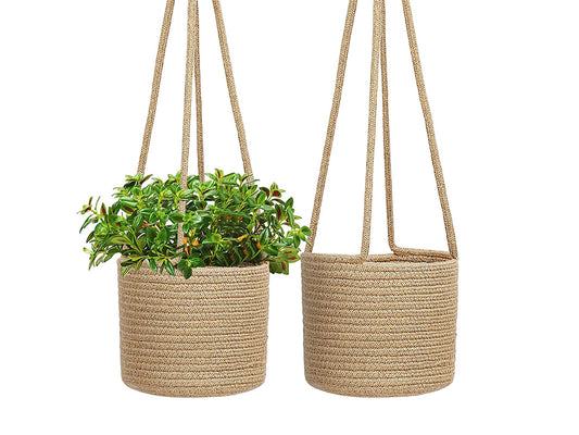 2 Pcs Jute Rope Hanging Planter Woven Plant Basket