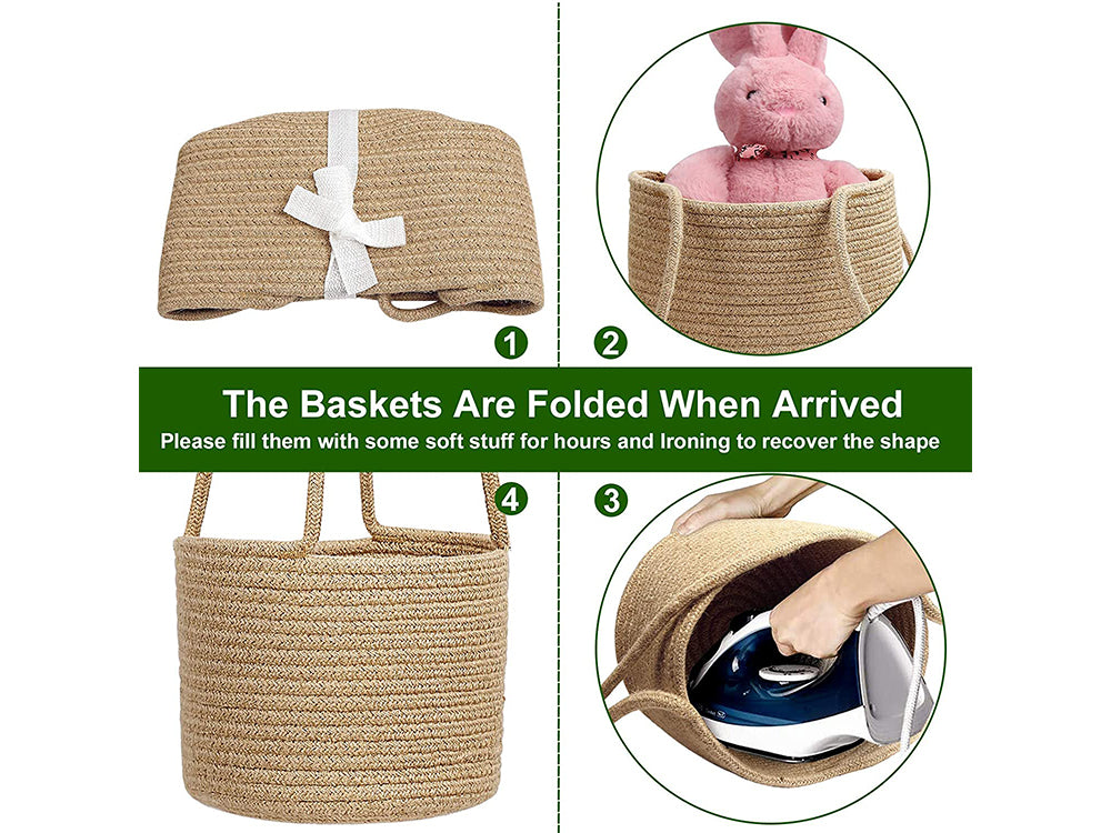 2 Pcs Jute Rope Hanging Planter Woven Plant Basket