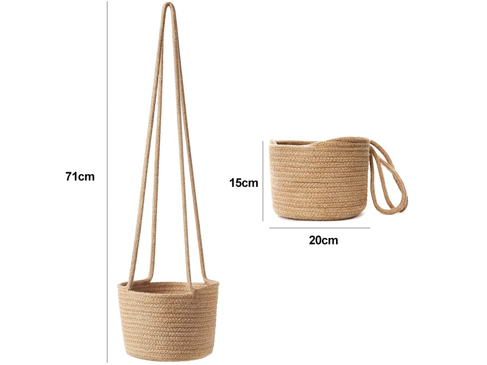 2 Pcs Jute Rope Hanging Planter Woven Plant Basket