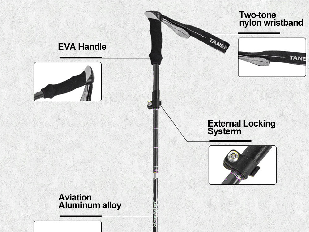 Portable 5-Section Hiking Sticks-Black/130CM