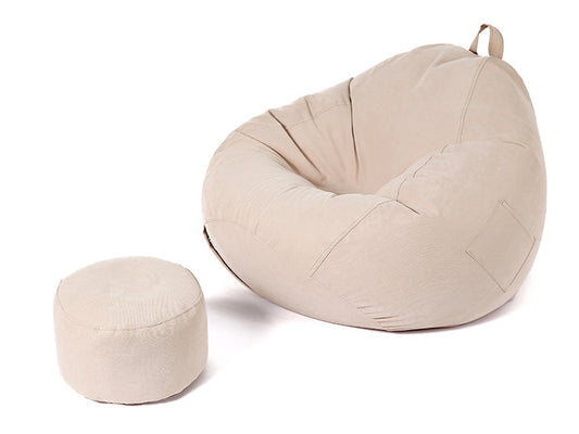 Bean Bag Chair with Footstool- Khaki