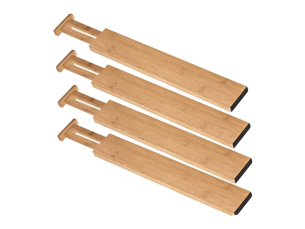 4pcs Bamboo Drawer Dividers Kitchen Drawer Organizer Adjustable