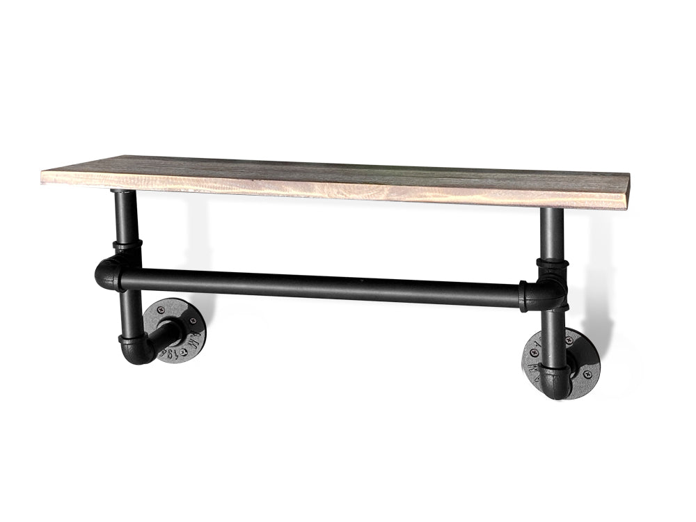 Industrial Pipe Shelf with Towel Bar