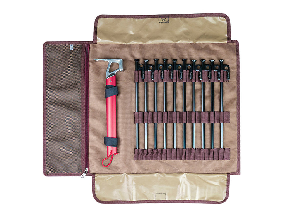 Tent Pegs Nails Hammer Kit with Storage Bag-Black